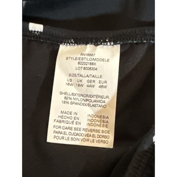 Swim Solutions Women's Polka Dot One Piece Swim Romper Size 16W Black White NWT - Picture 12 of 12